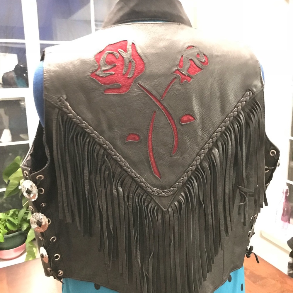 Women’s XL Leather Fringed Motorcycle Vest
